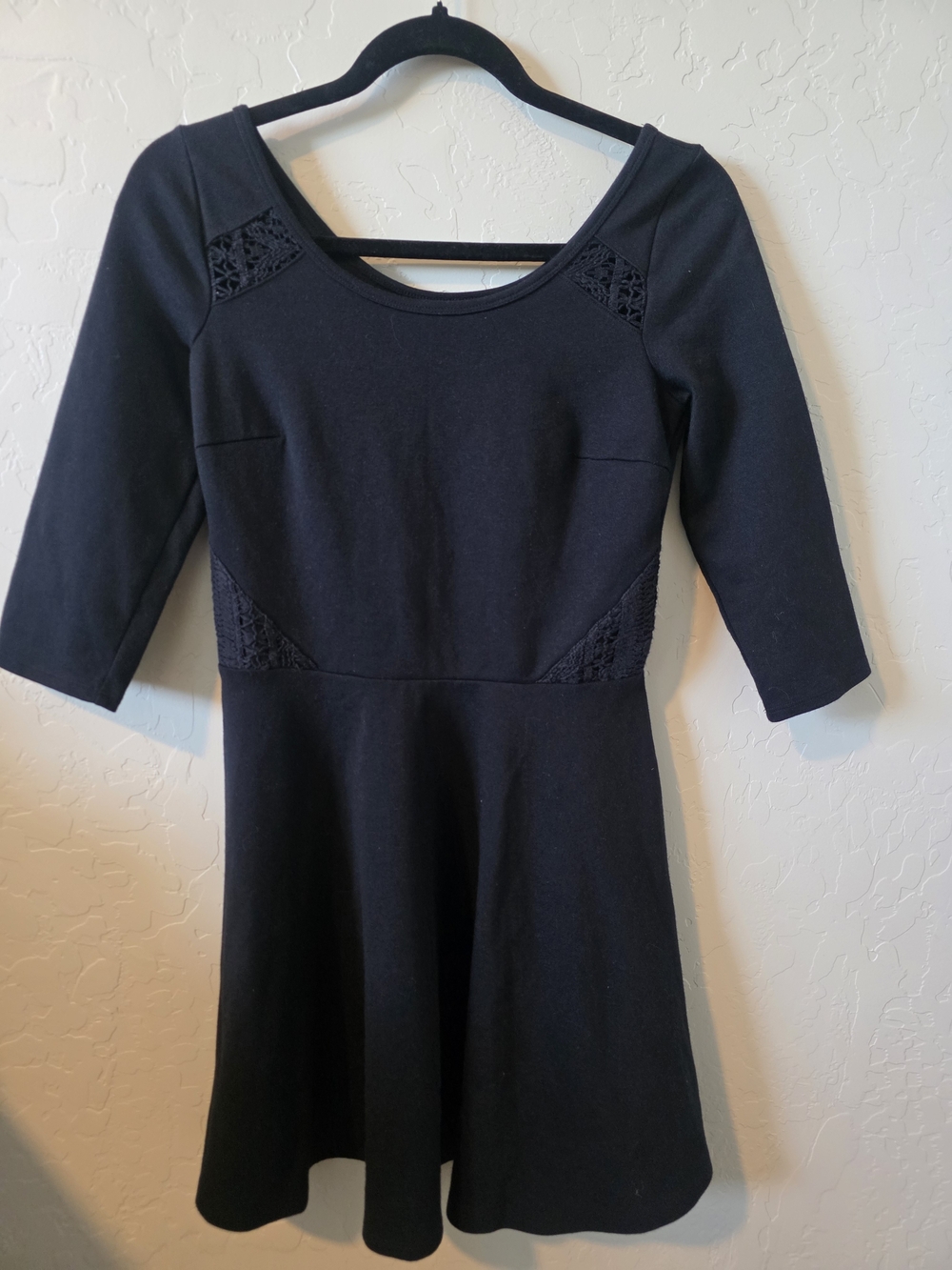 Hollister Black Fit & Flare Dress with Lace Insets